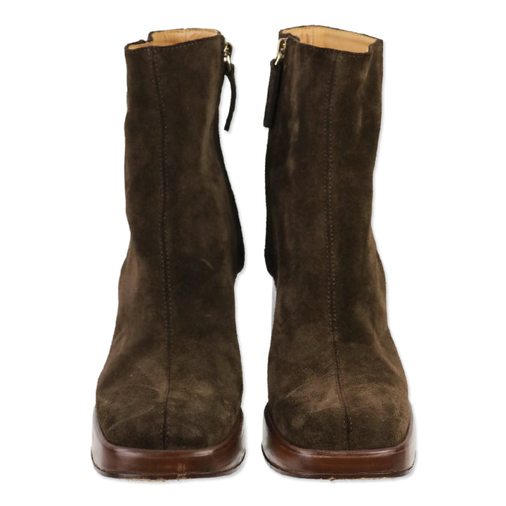 Tod's Brown Suede Platform Zip Ankle Boot