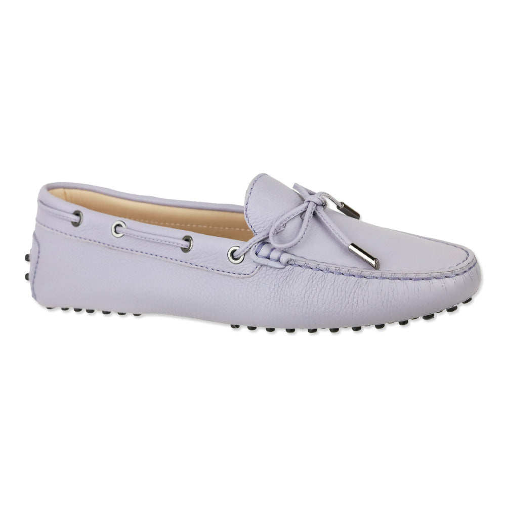 Tod's Lavender Leather Gommino Tie Driving Loafer