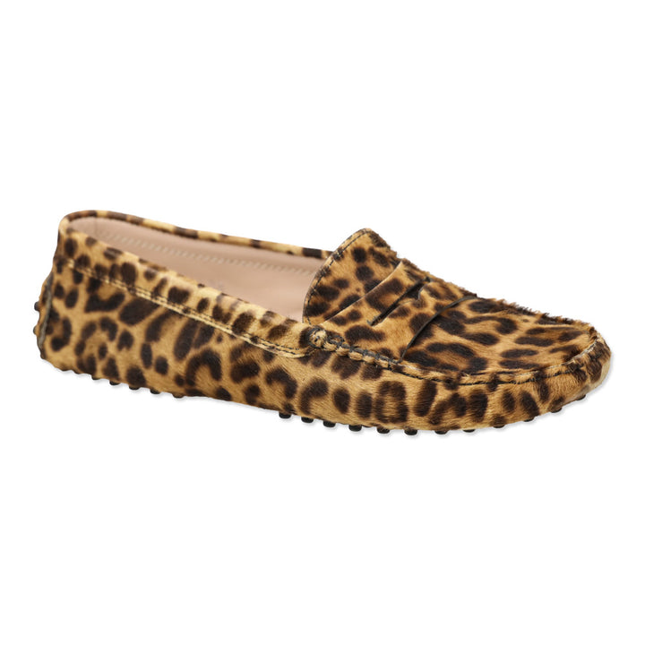 Tod's Leopard Print Calf Hair Gommino Driving Penny Loafers