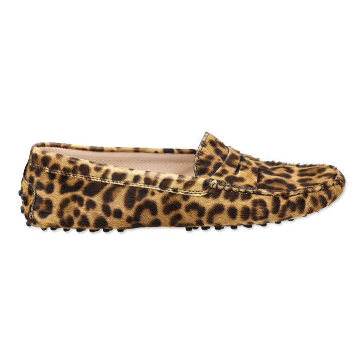 Tod's Leopard Print Calf Hair Gommino Driving Penny Loafers