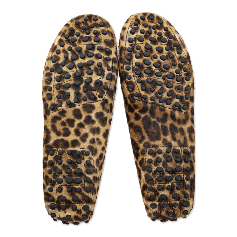 Tod's Leopard Print Calf Hair Gommino Driving Penny Loafers