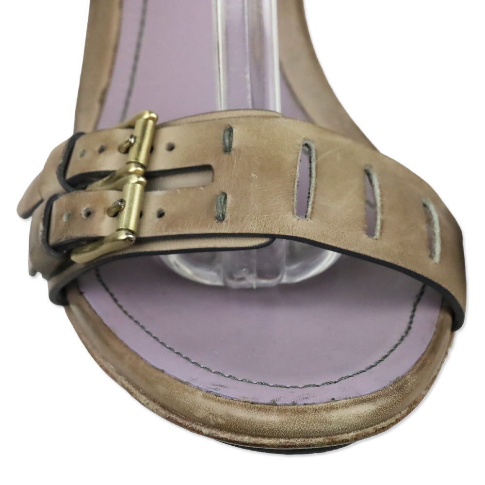 Tod's Mauve Leather Buckle Cross Strap Sandals