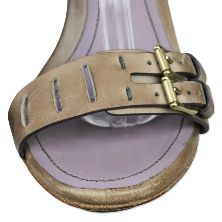 Tod's Mauve Leather Buckle Cross Strap Sandals