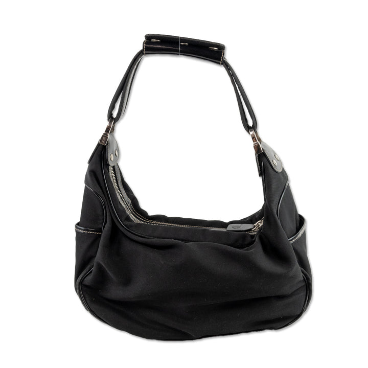 Tod's Nylon and Patent Leather Black Shoulder Bag