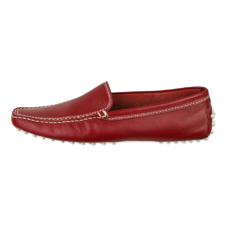 Tod's Red Brushed Leather Gommino Loafers
