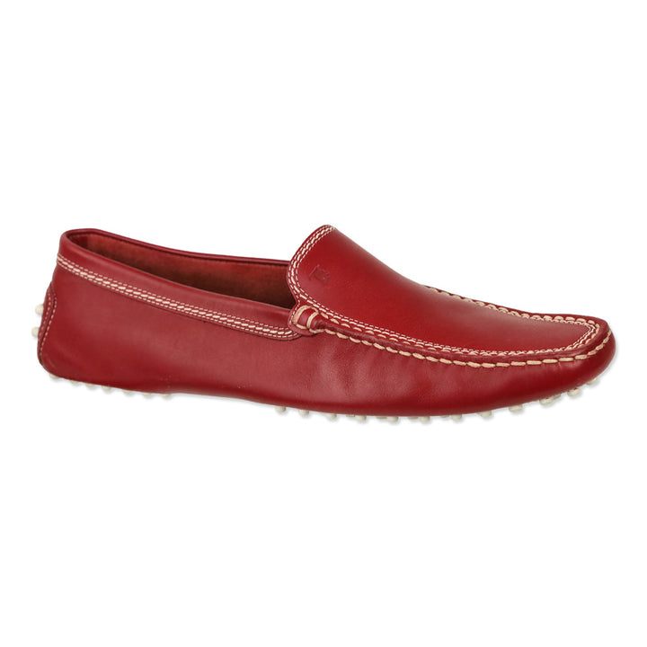 Tod's Red Brushed Leather Gommino Loafers