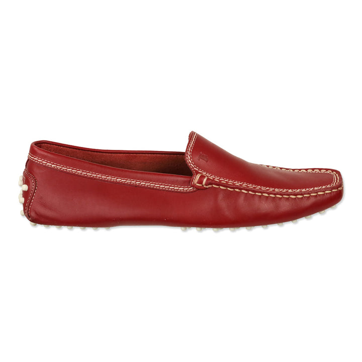 Tod's Red Brushed Leather Gommino Loafers