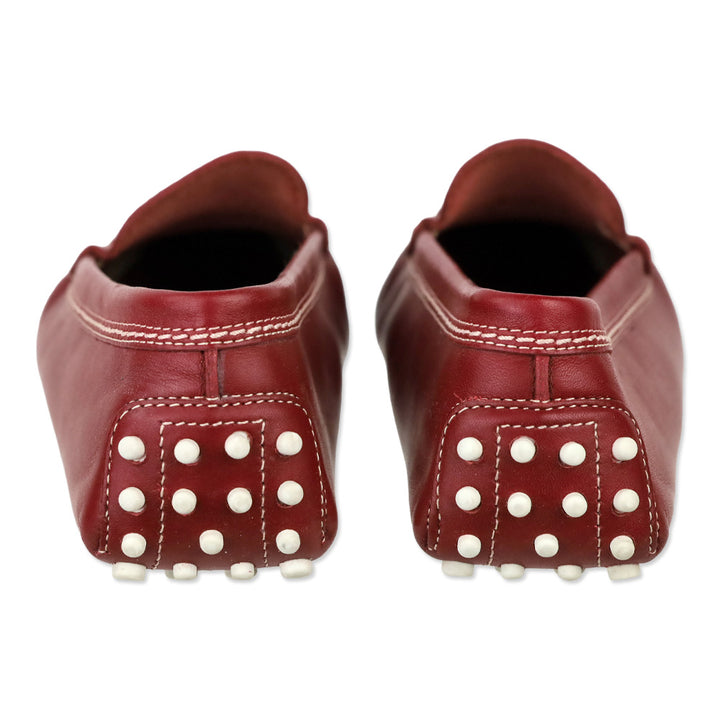 Tod's Red Brushed Leather Gommino Loafers
