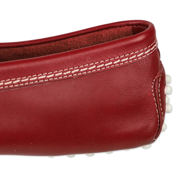 Tod's Red Brushed Leather Gommino Loafers