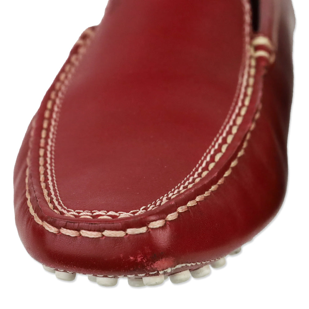 Tod's Red Brushed Leather Gommino Loafers