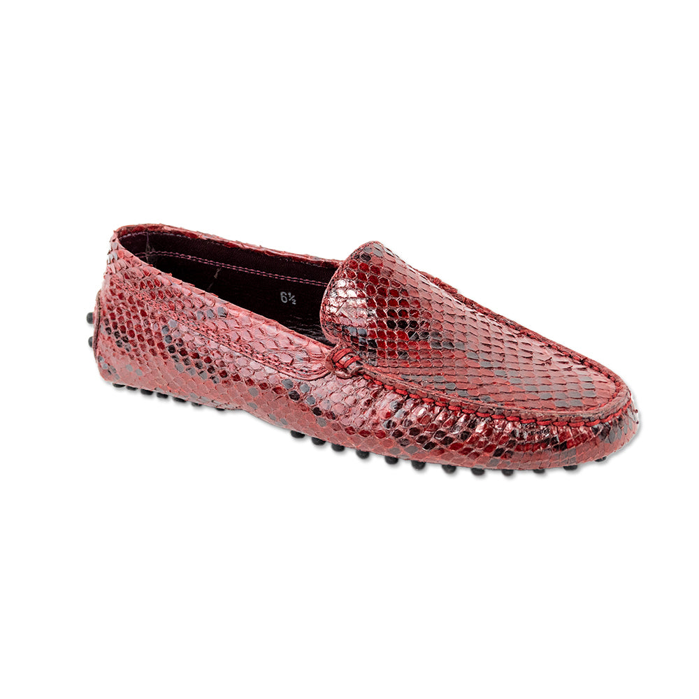 Tod's Red Snake Skin Driver Loafers