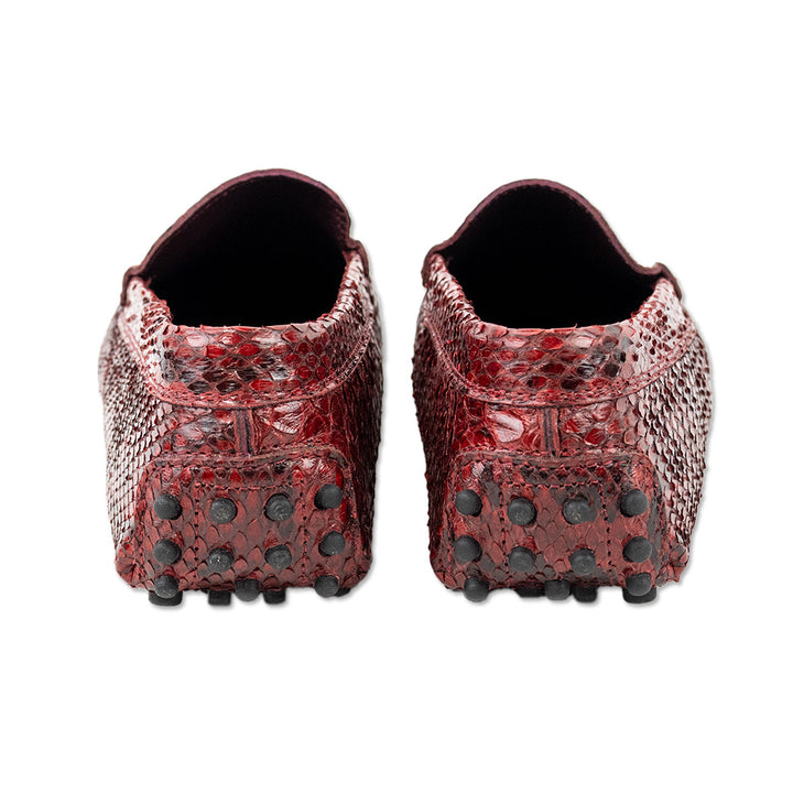 Tod's Red Snake Skin Driver Loafers