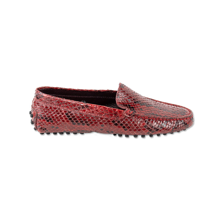 Tod's Red Snake Skin Driver Loafers