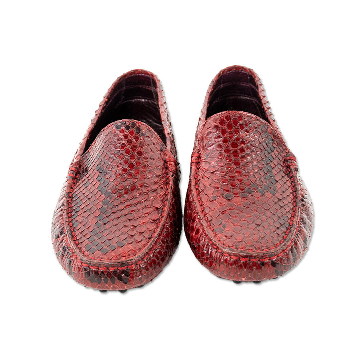 Tod's Red Snake Skin Driver Loafers