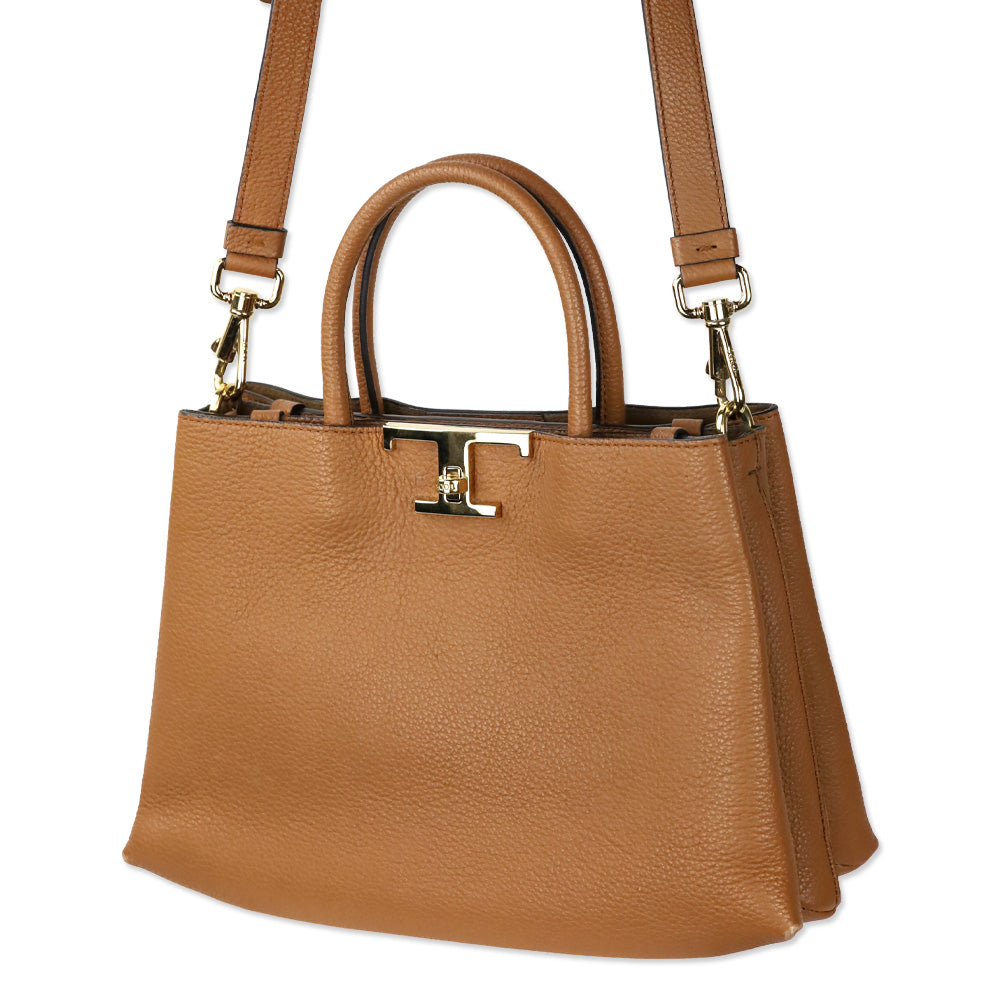 Tod's Small T Timeless Caramel Leather Tote Bag