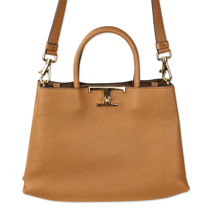 Tod's Small T Timeless Caramel Leather Tote Bag