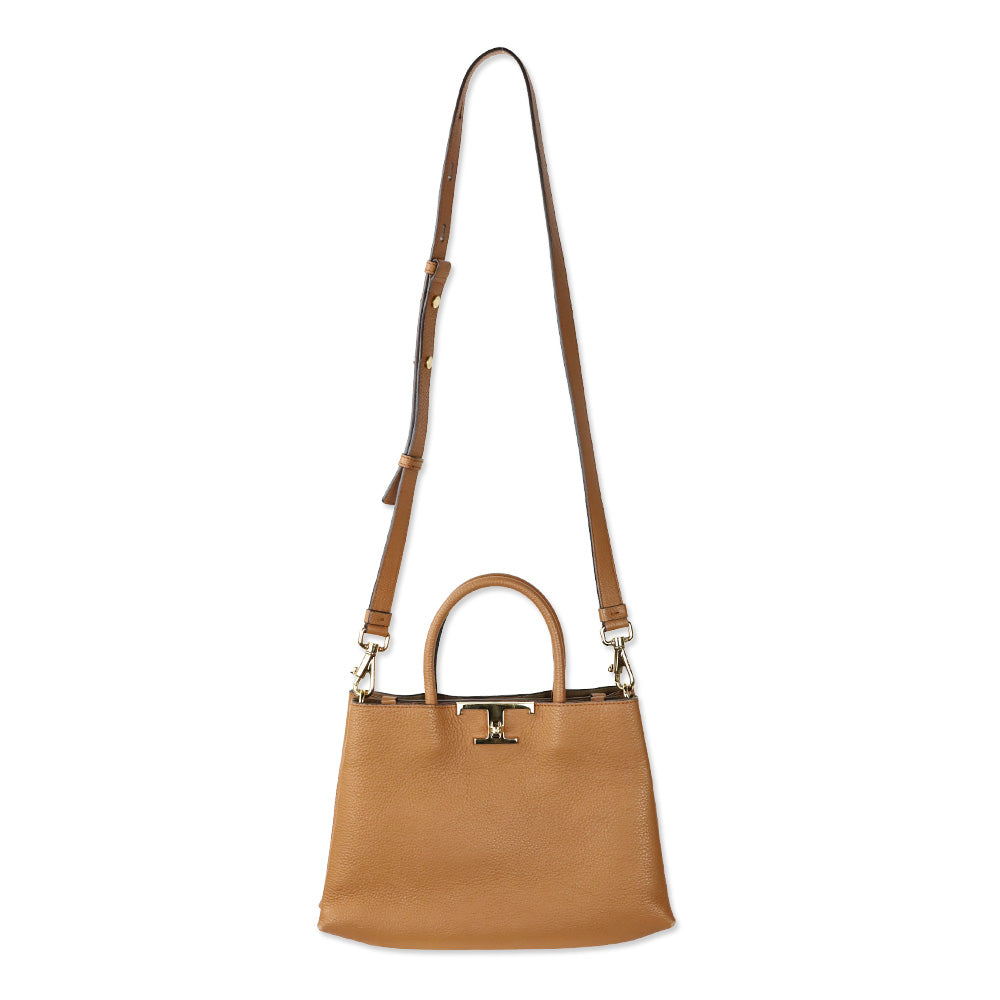 Tod's Small T Timeless Caramel Leather Tote Bag