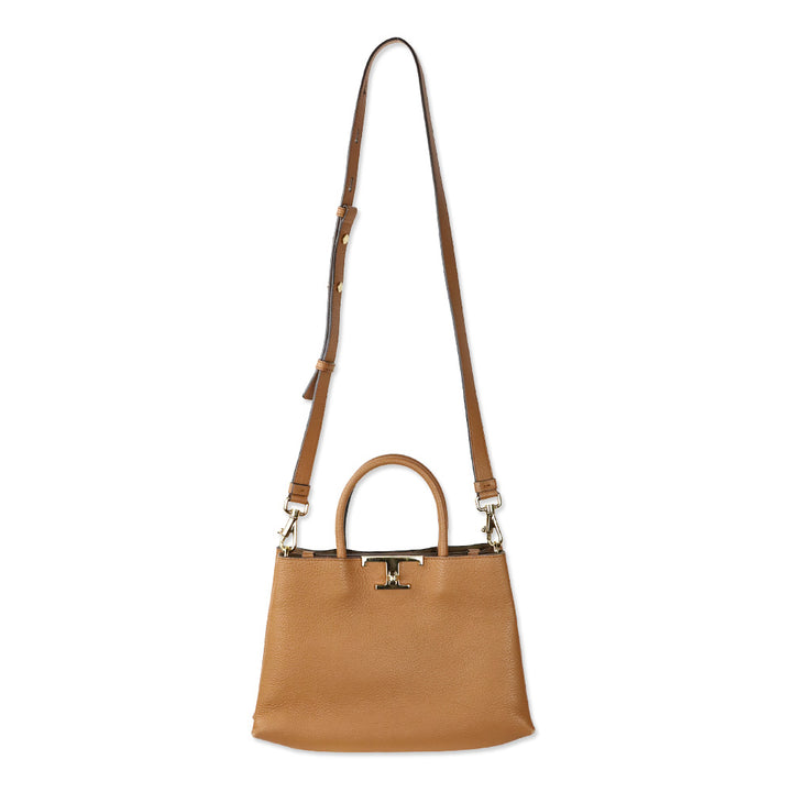 Tod's Small T Timeless Caramel Leather Tote Bag