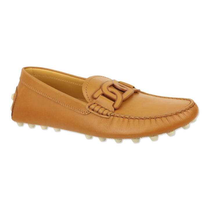 Tod's Tan Smooth Leather Chain Driving Loafers