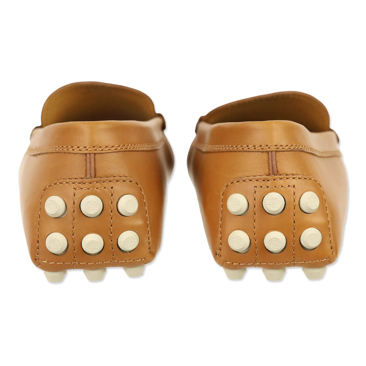Tod's Tan Smooth Leather Chain Driving Loafers