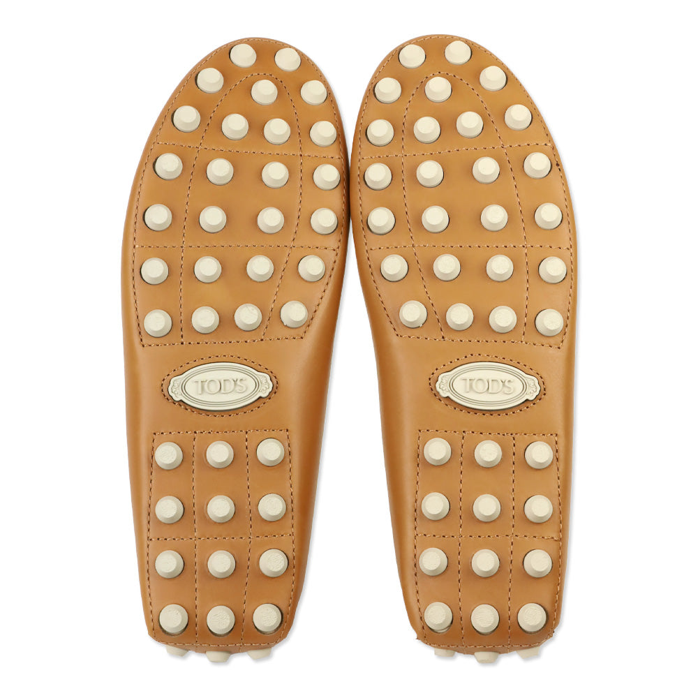 Tod's Tan Smooth Leather Chain Driving Loafers