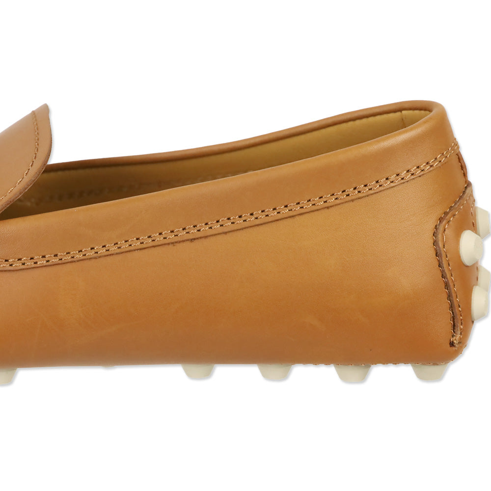 Tod's Tan Smooth Leather Chain Driving Loafers