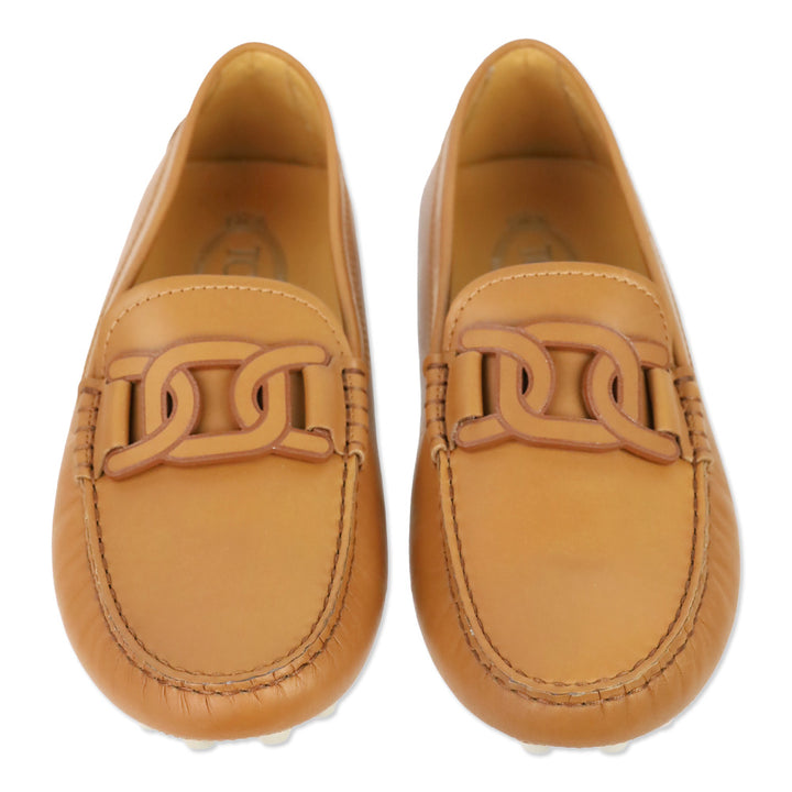 Tod's Tan Smooth Leather Chain Driving Loafers