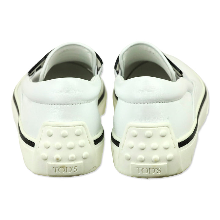 Tod's White Leather Chain Kate Slip-On Sneakers