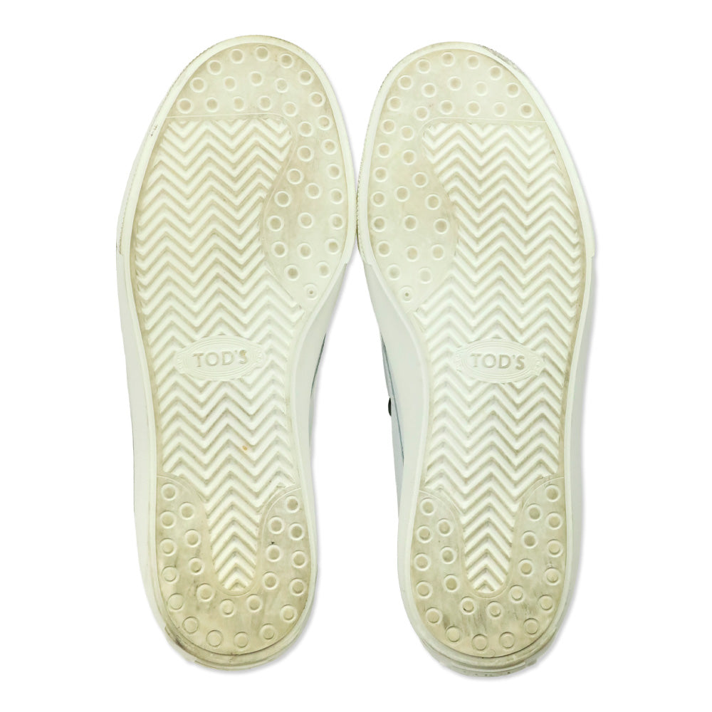 Tod's White Leather Chain Kate Slip-On Sneakers