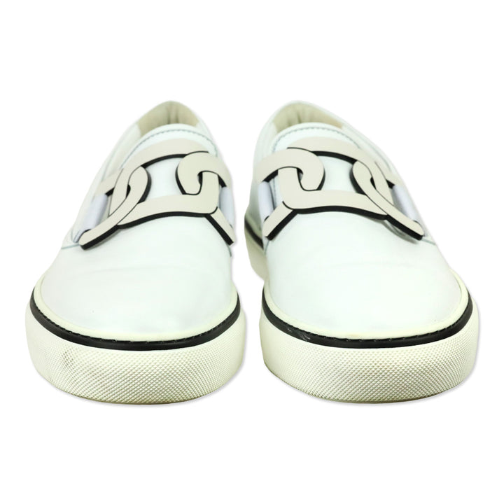 Tod's White Leather Chain Kate Slip-On Sneakers