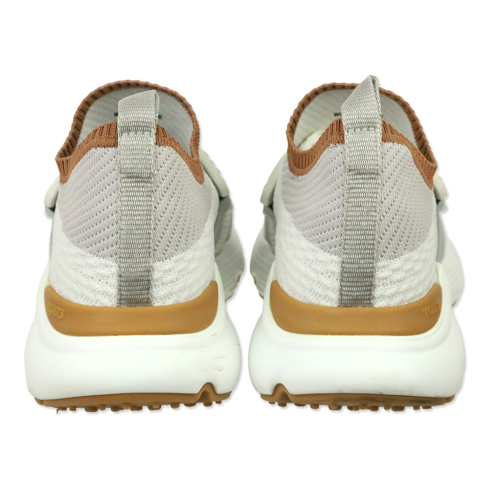 Tod's White/Grey/Brown Technical Fabric Chain Low-Top Kate Sneakers