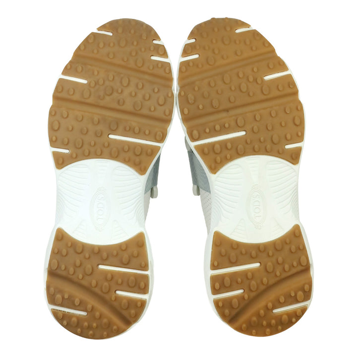 Tod's White/Grey/Brown Technical Fabric Chain Low-Top Kate Sneakers