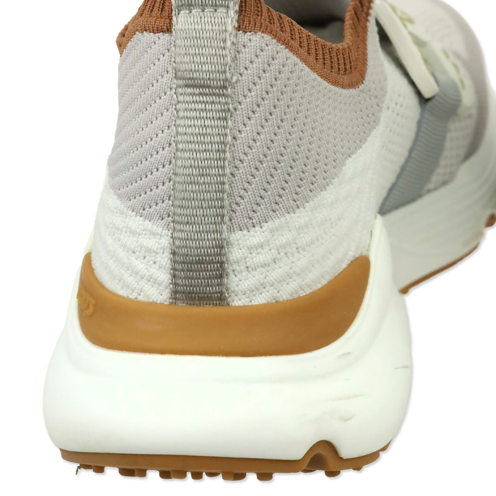 Tod's White/Grey/Brown Technical Fabric Chain Low-Top Kate Sneakers