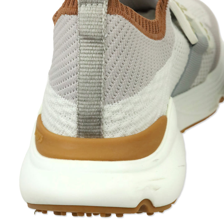 Tod's White/Grey/Brown Technical Fabric Chain Low-Top Kate Sneakers