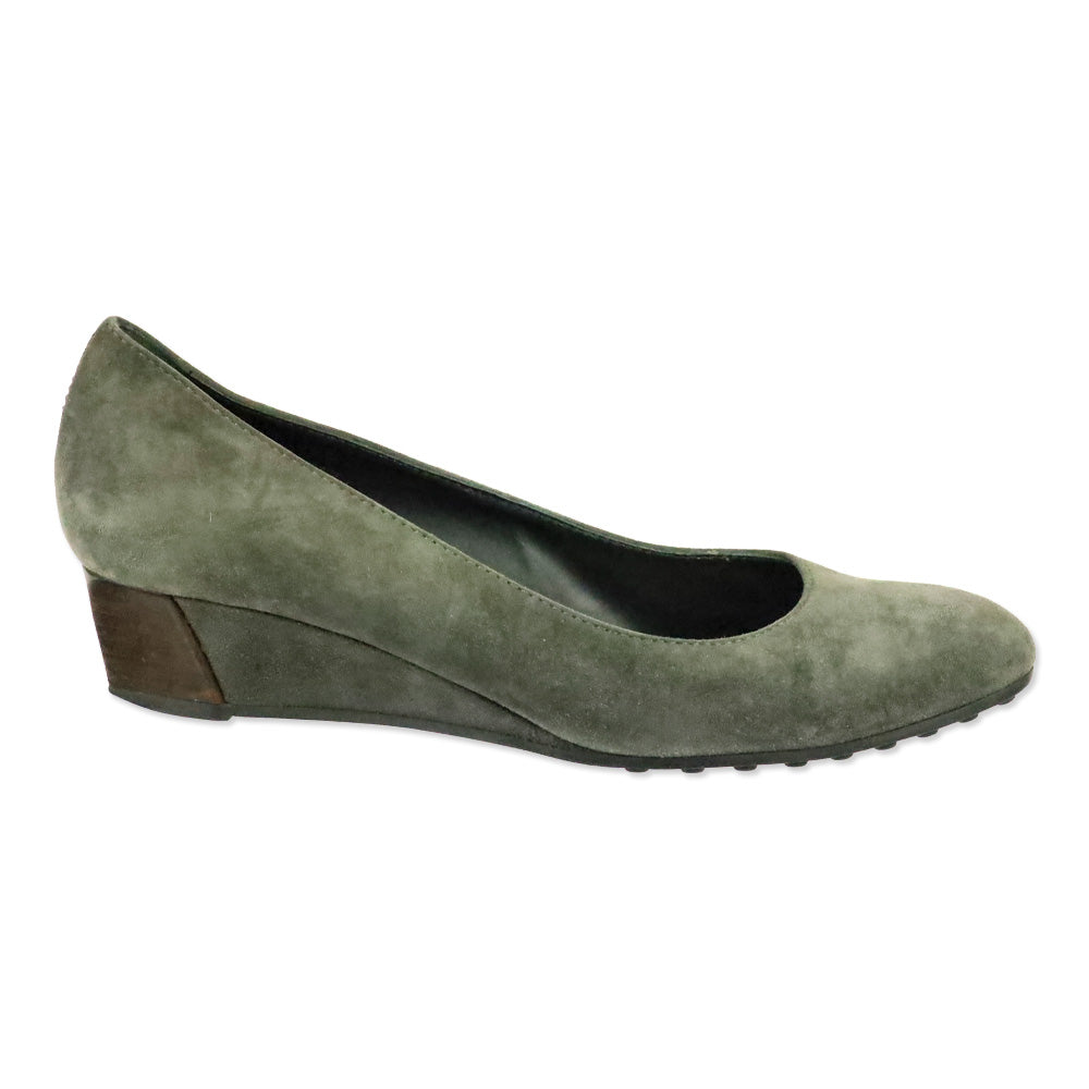 Tod's Zeppa Gomma Grey Suede Wedge Pump