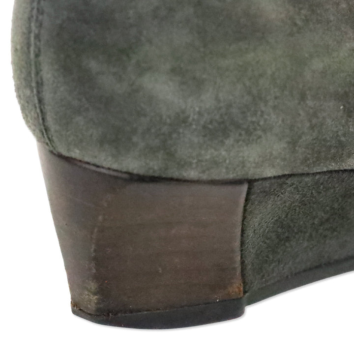 Tod's Zeppa Gomma Grey Suede Wedge Pump