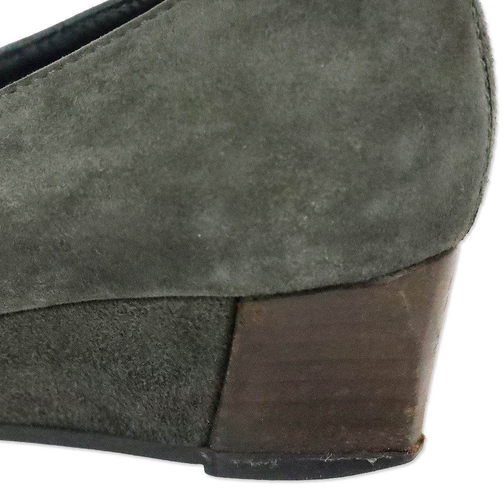 Tod's Zeppa Gomma Grey Suede Wedge Pump