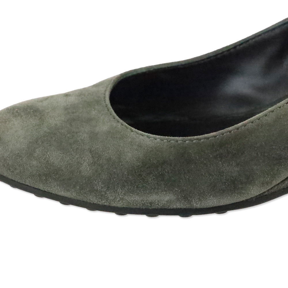 Tod's Zeppa Gomma Grey Suede Wedge Pump