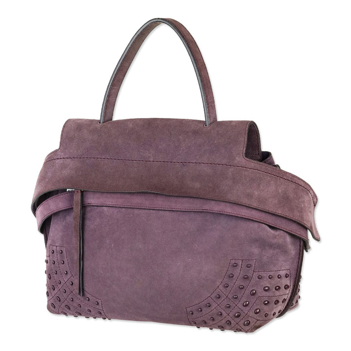 Tod's Purple Suede Studded Medium Wave Bag