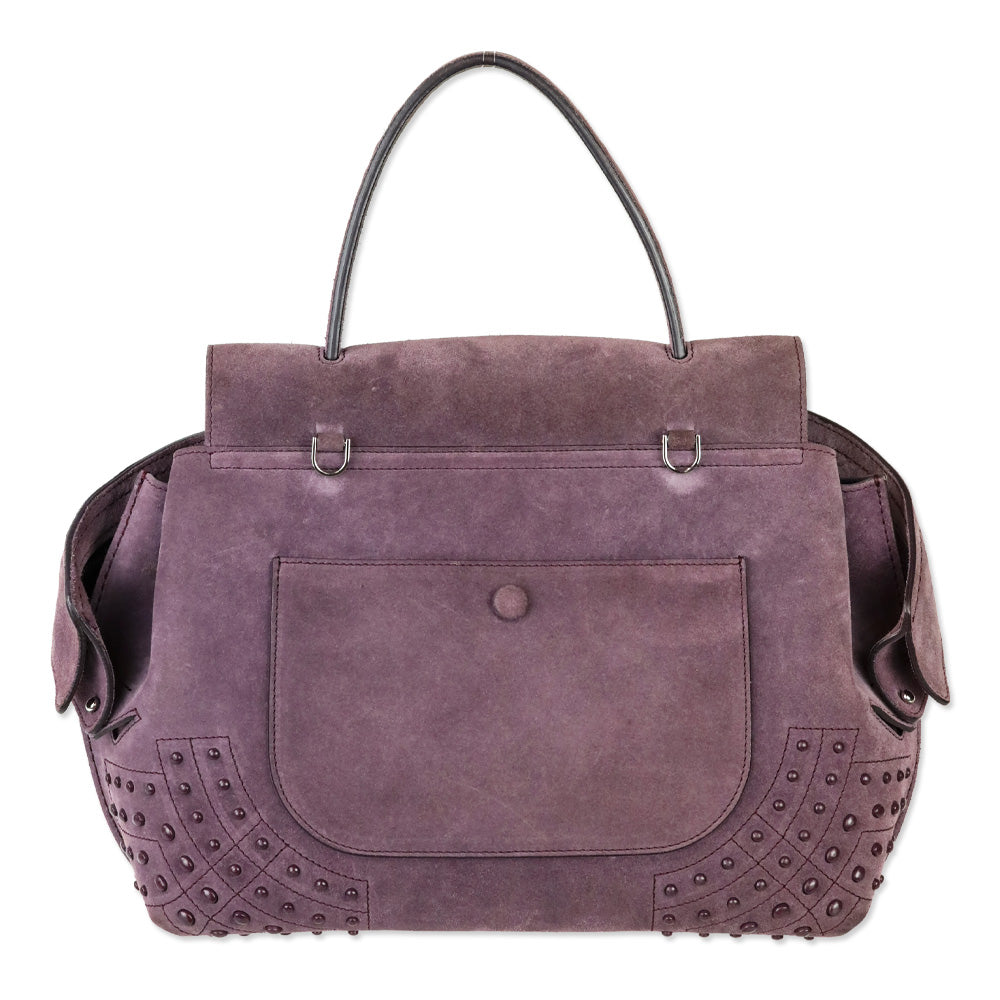 Tod's Purple Suede Studded Medium Wave Bag