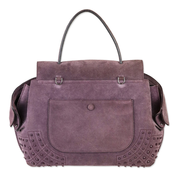 Tod's Purple Suede Studded Medium Wave Bag
