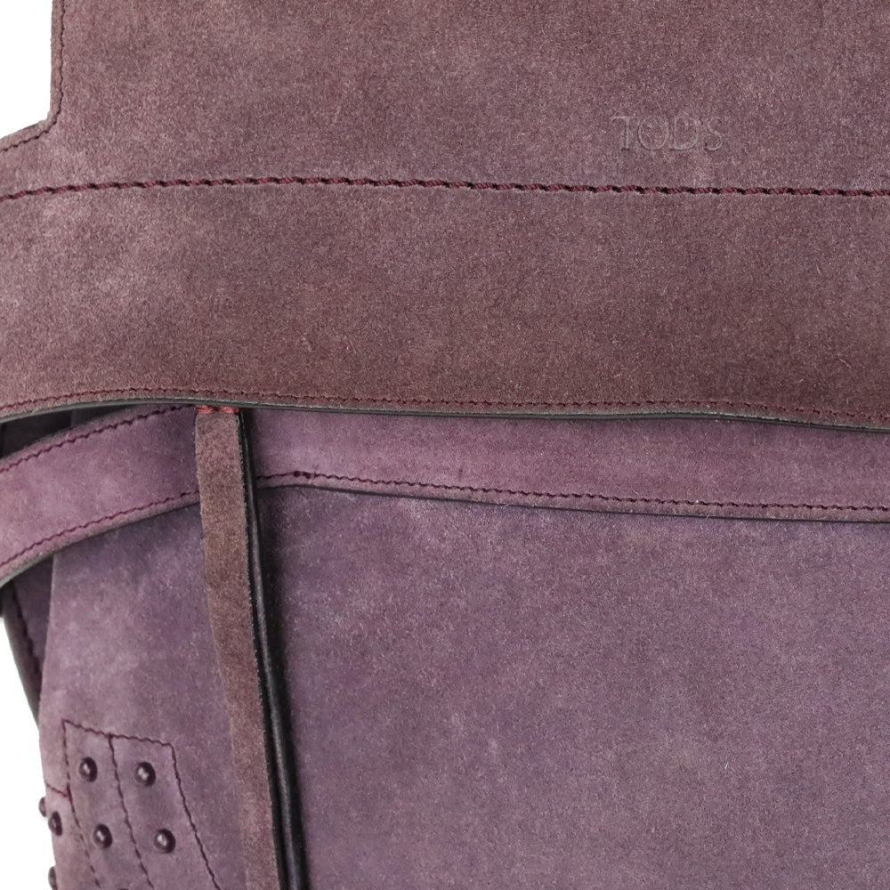 Tod's Purple Suede Studded Medium Wave Bag
