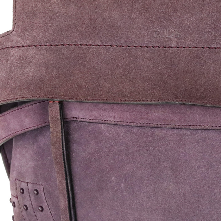 Tod's Purple Suede Studded Medium Wave Bag