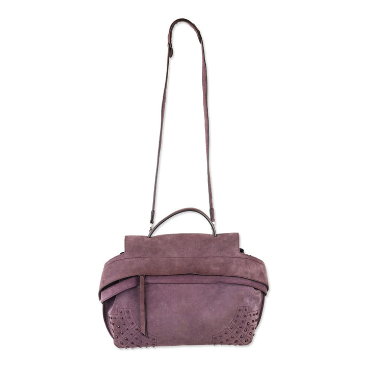 Tod's Purple Suede Studded Medium Wave Bag