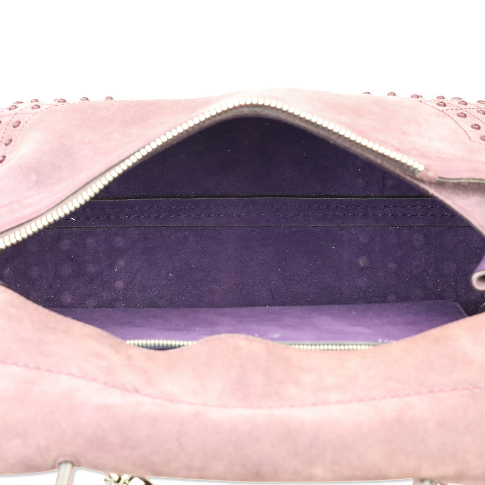 Tod's Purple Suede Studded Medium Wave Bag
