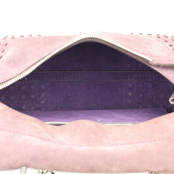 Tod's Purple Suede Studded Medium Wave Bag