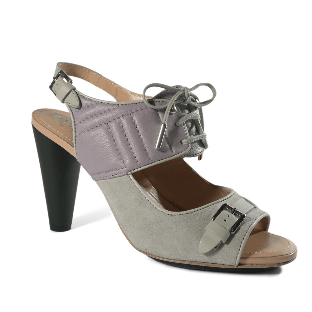 Tod's Purple & Gray Cutout Loafer Pumps