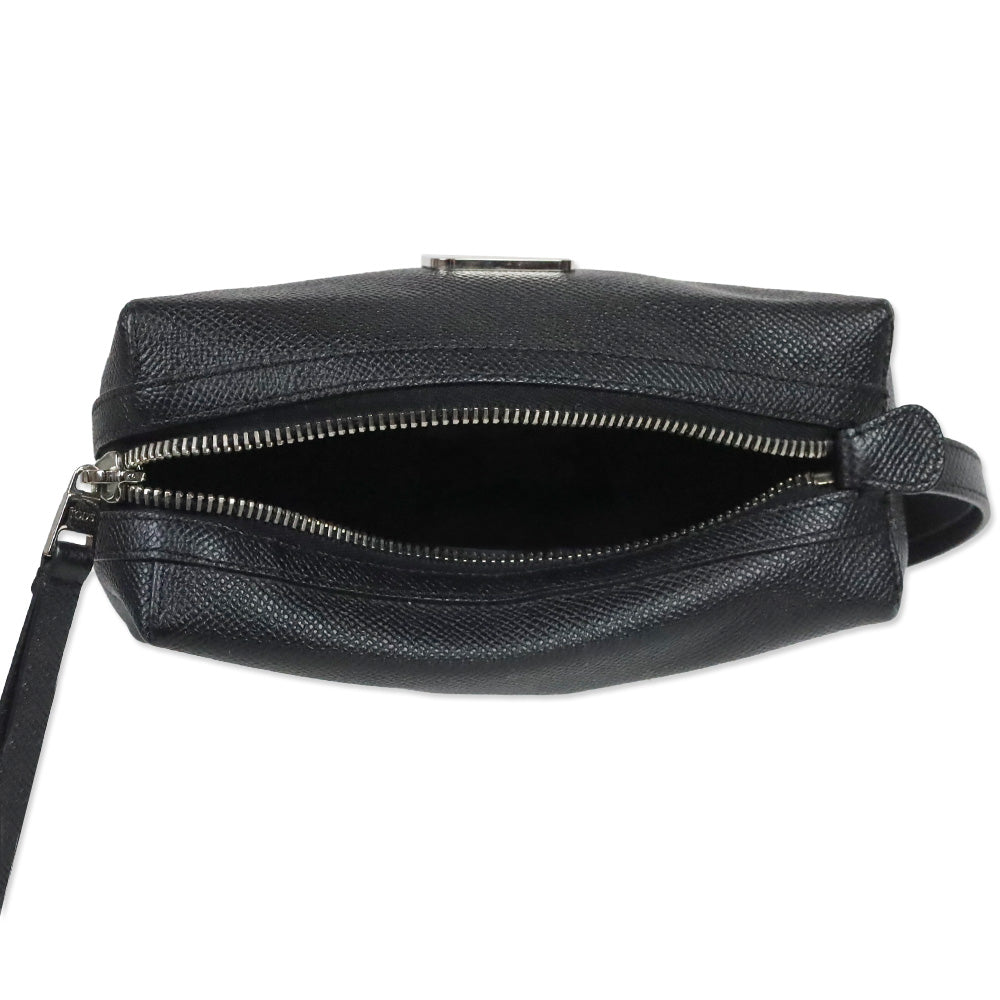 Tod's Black Pebble Leather Pouch with Wristlet