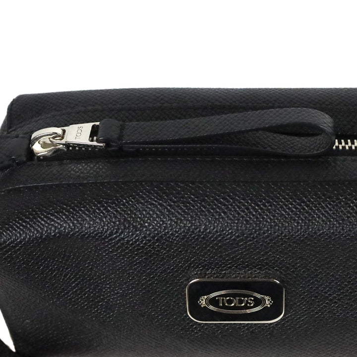 Tod's Black Pebble Leather Pouch with Wristlet