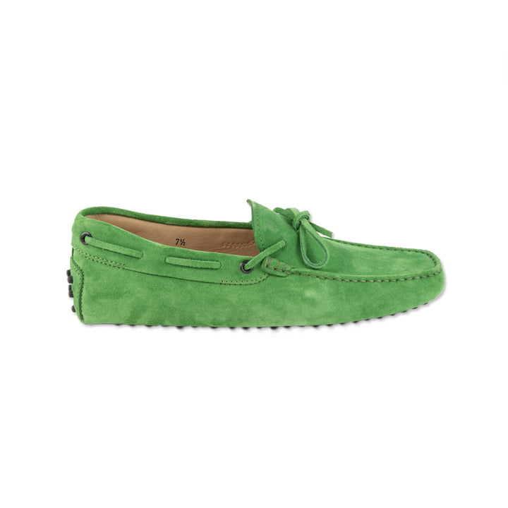 Tods Mens Green Suede Loafer